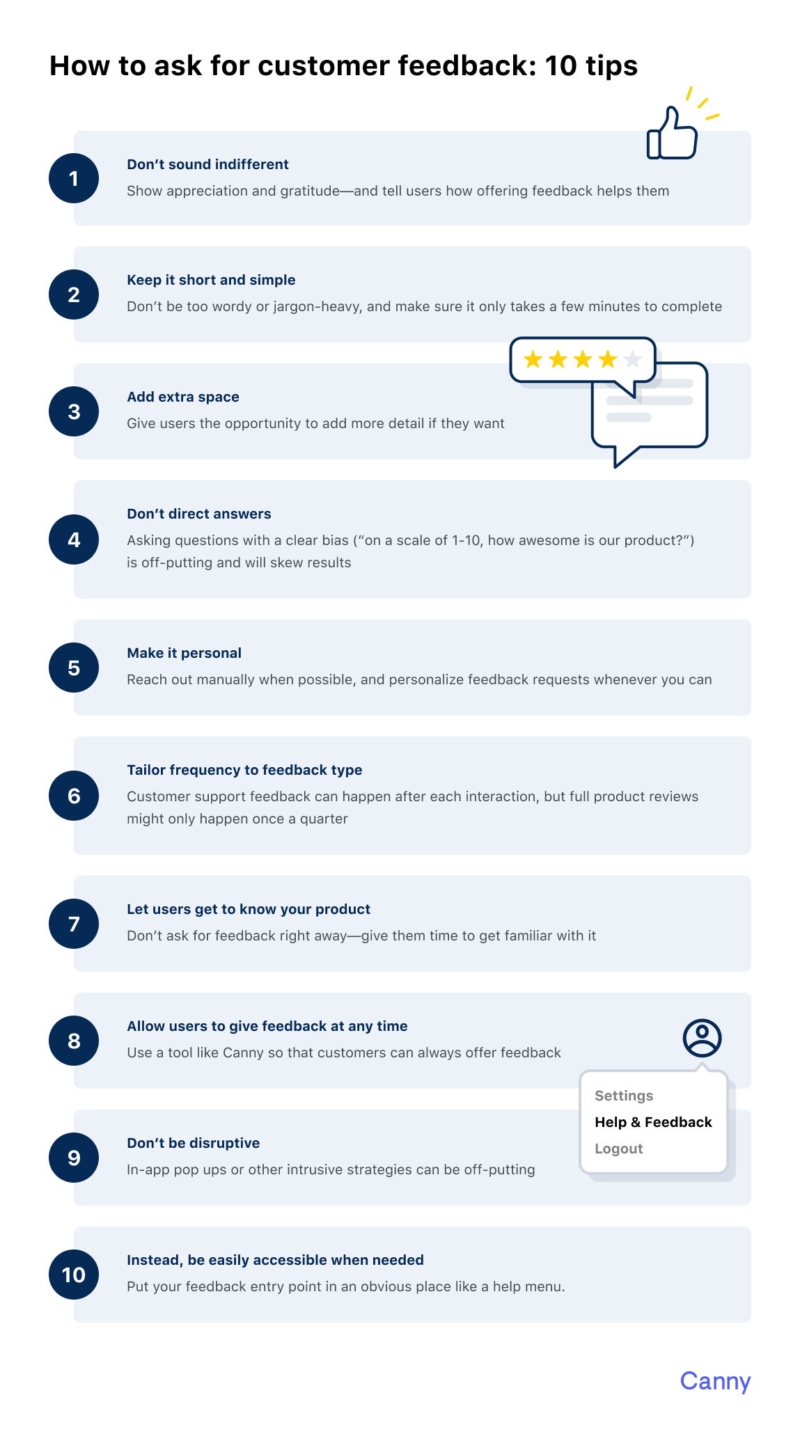 Infographic on how to ask for customer feedback