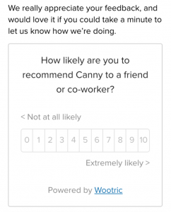 Using the net promotor score to gather customer feedback for Canny